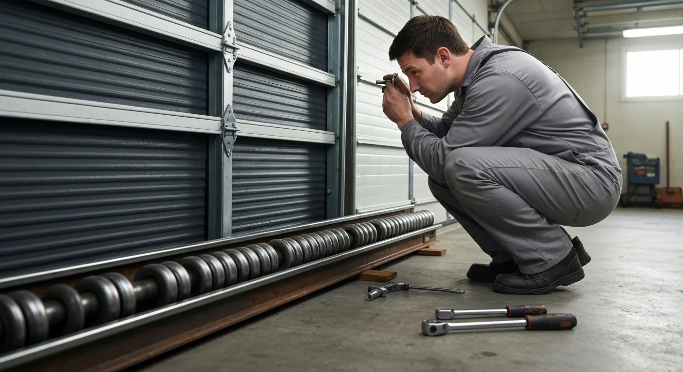 Noisy garage door making banging grinding squealing sounds requiring diagnosis