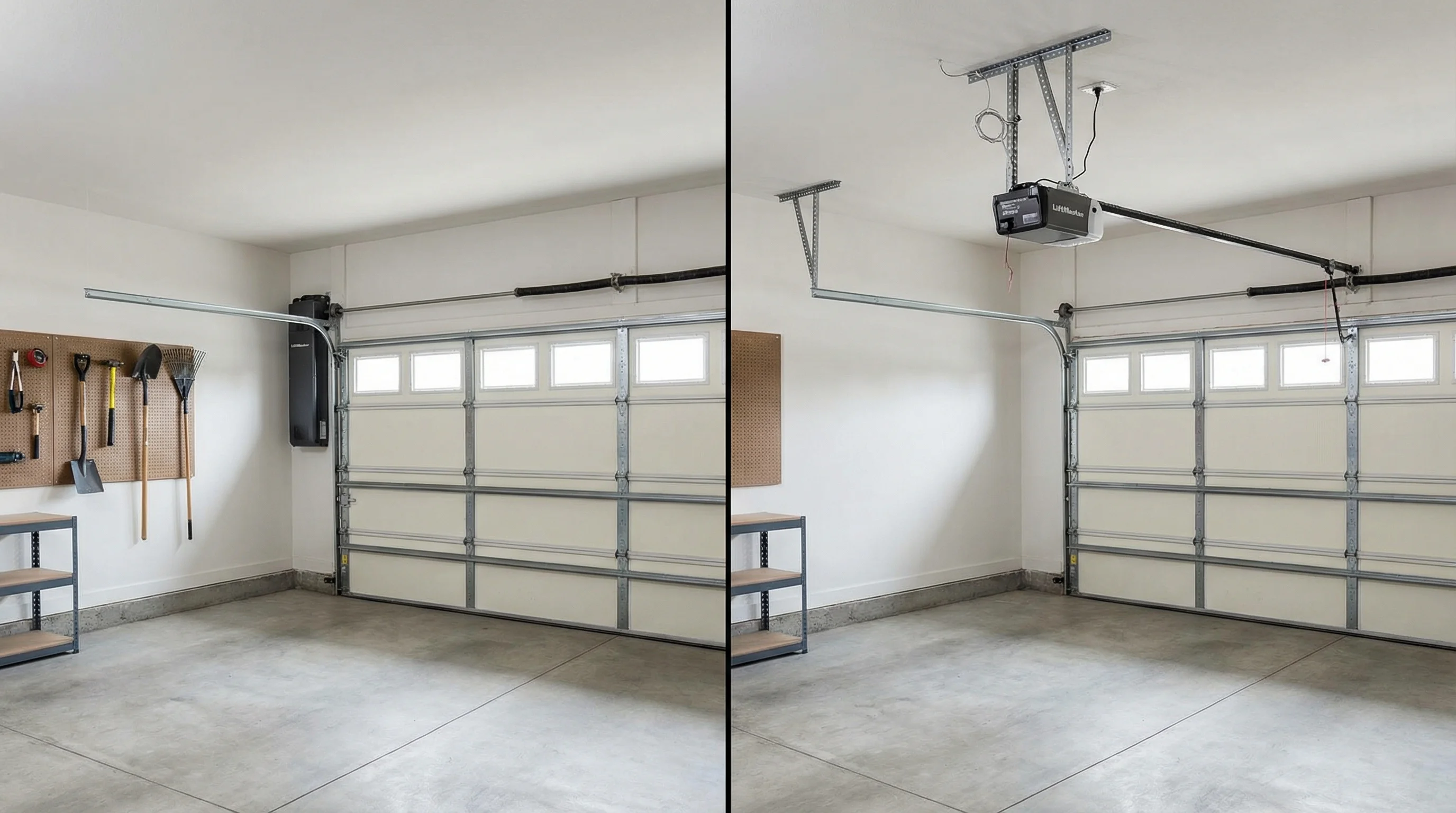 Jackshaft wall-mount vs overhead trolley garage door opener comparison