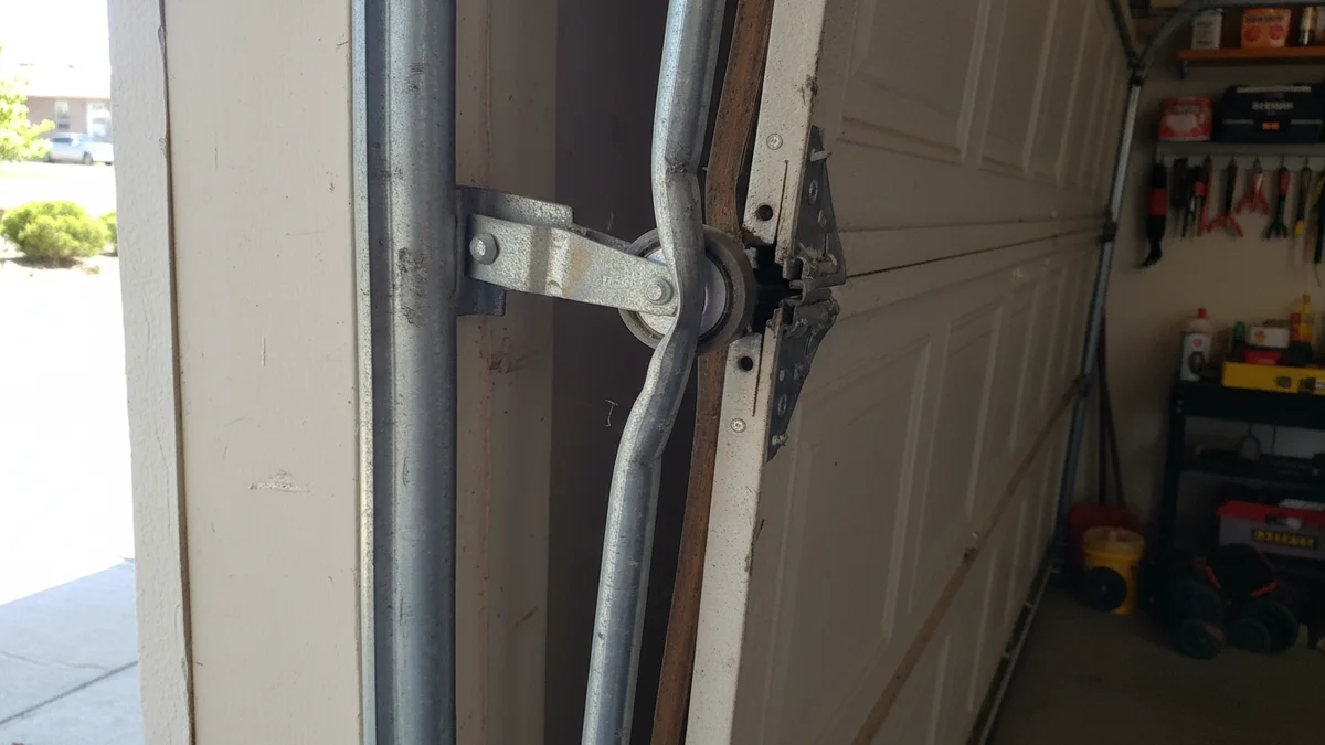 Garage door that has jumped off its track