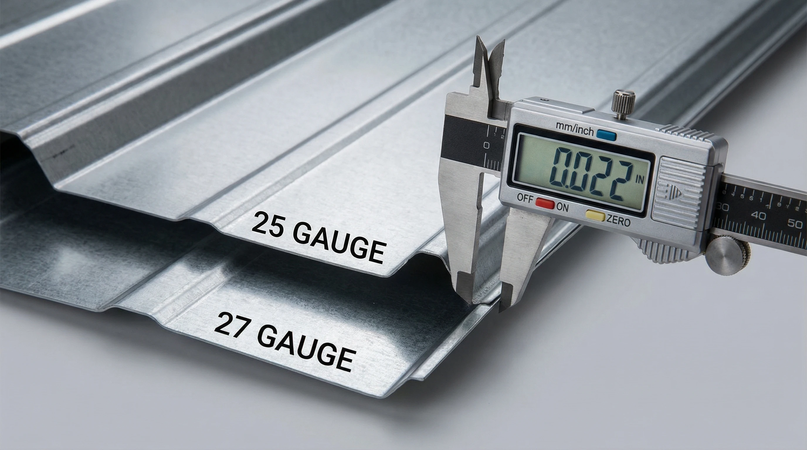 Cross-section diagram of different steel gauge garage door panels