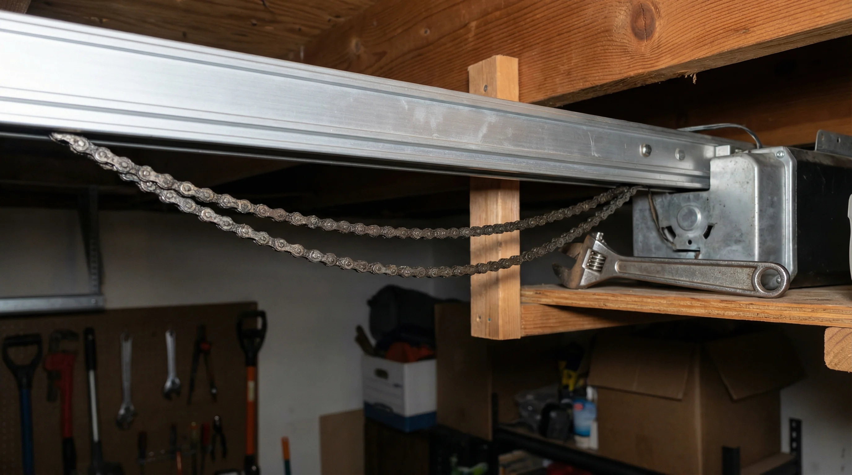 Tightening a loose chain on a garage door opener