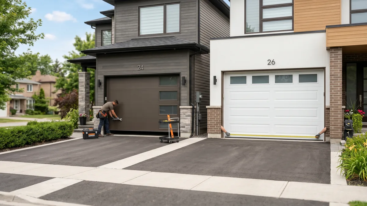 Wayne Dalton and Amarr insulated steel garage doors compared side by side on GTA homes