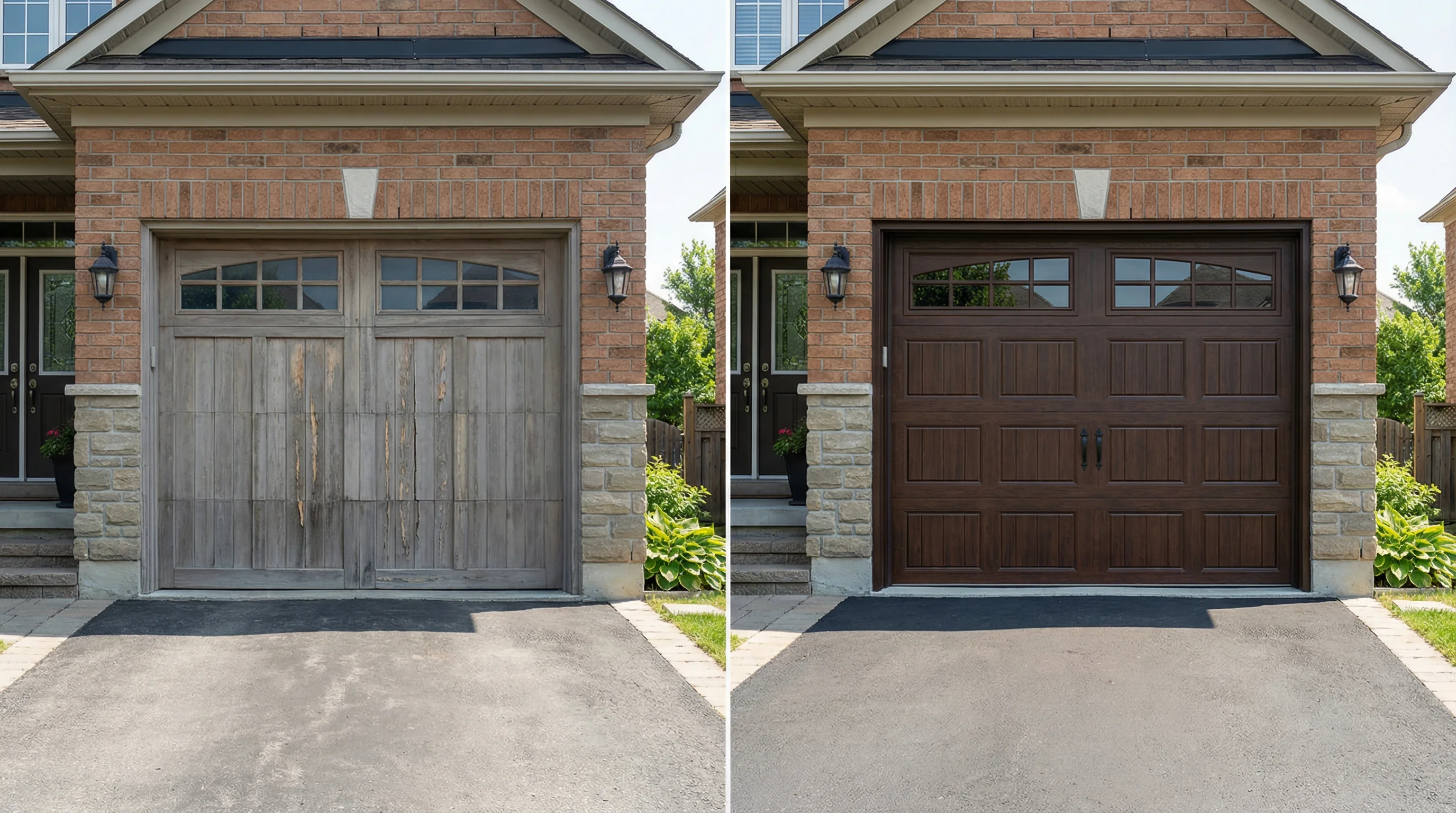 Real wood vs faux wood composite garage doors comparison for GTA homeowners