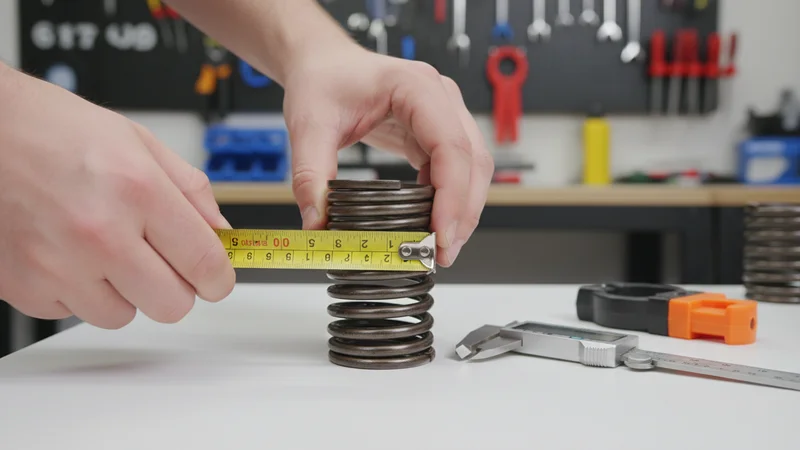 Measuring garage door torsion spring with calipers and tape measure