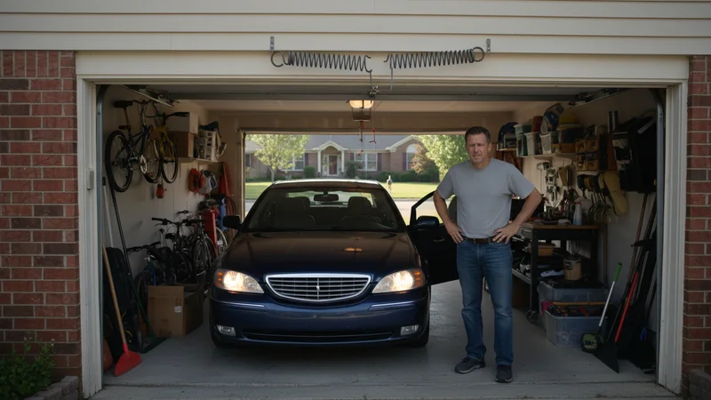 Garage door stuck partially open due to broken torsion spring