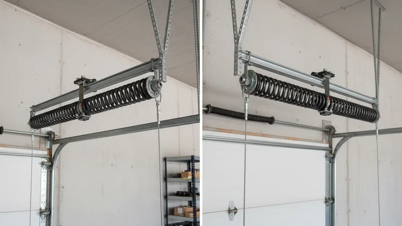 Single vs double torsion spring comparison on garage doors
